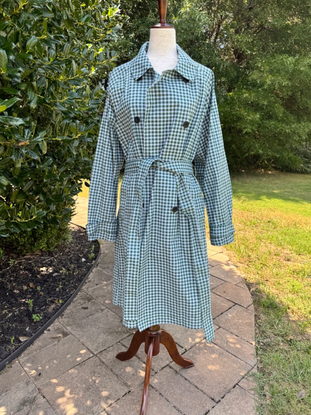 Free Assembly Green / White Gingham Trench Coat - Size XXL - Picture 2 of 6